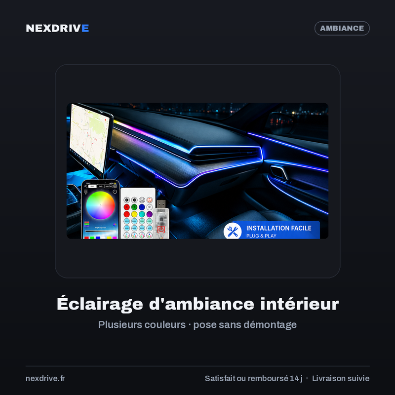 Éclairage Néon LED d'Ambiance Voiture NEXDRIVE — Plusieurs Couleurs