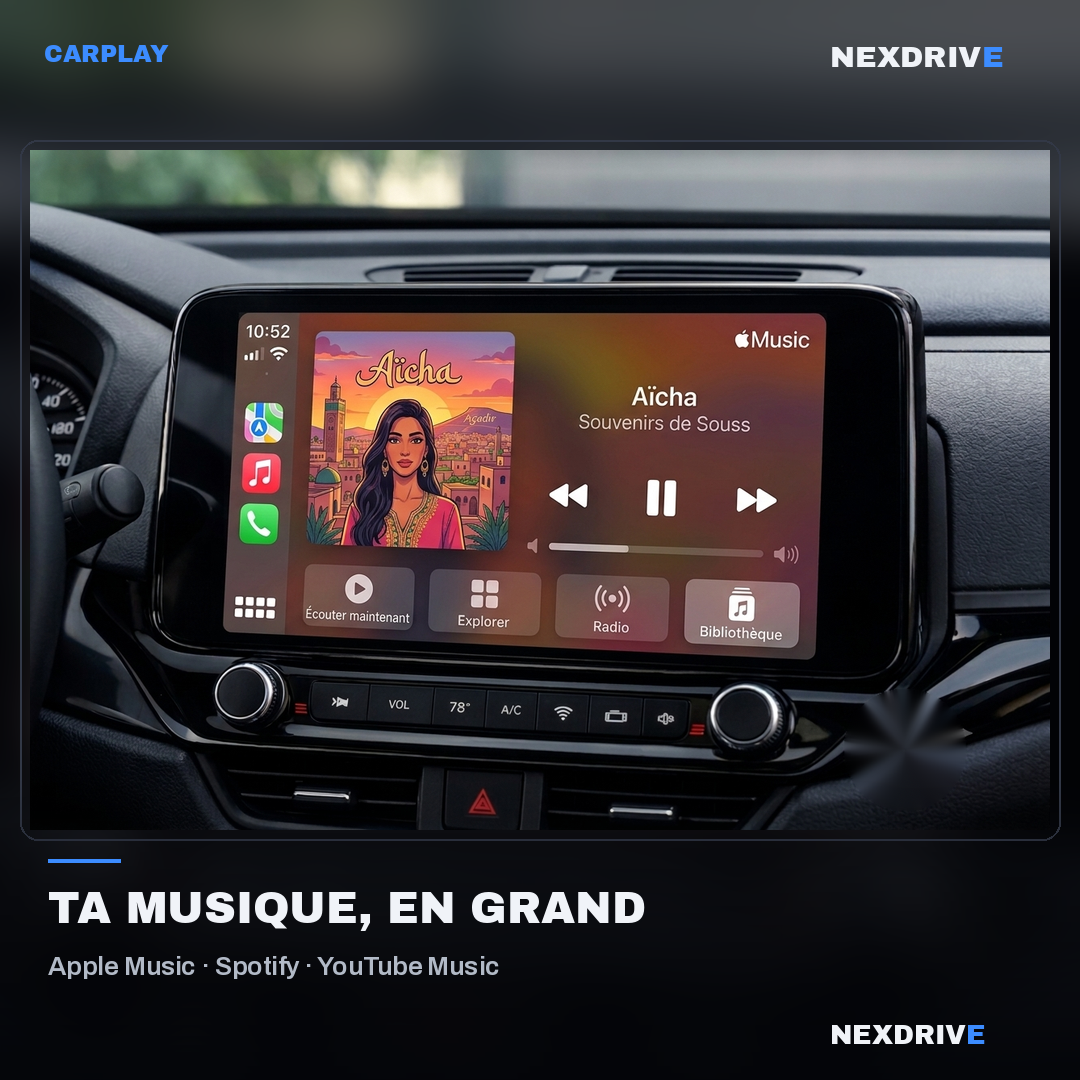 Écran CarPlay & Android Auto sans fil NEXDRIVE — Portable Plug & Play
