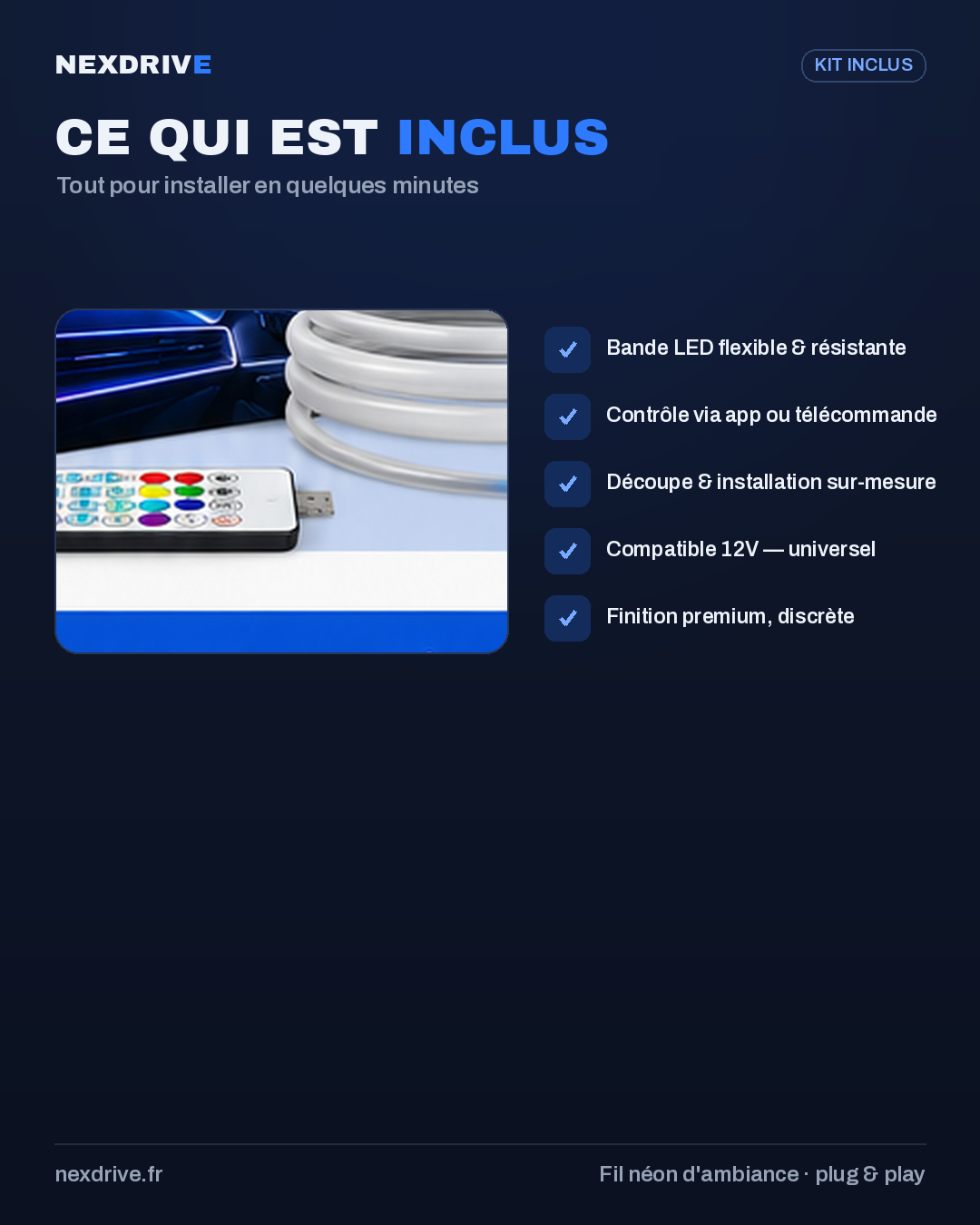 Éclairage Néon LED d'Ambiance Voiture NEXDRIVE — Plusieurs Couleurs
